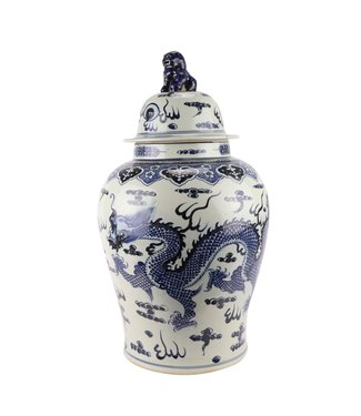 Fine Asianliving Chinese Ginger Jar Blue Dragon Handpainted D34xH65cm