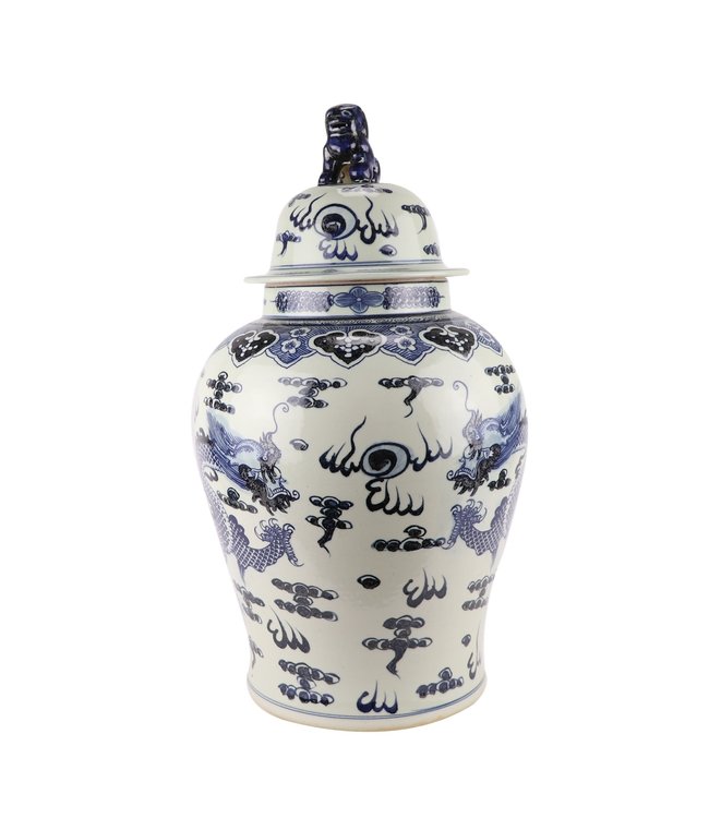 Chinese Ginger Jar Blue Dragon Handpainted D34xH65cm