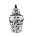 Tarro de Jengibre Chino Templo Porcelana Dragón Pintado a Mano Azul Blanca D34xAlto65cm