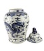 Tarro de Jengibre Chino Templo Porcelana Dragón Pintado a Mano Azul Blanca D34xAlto65cm