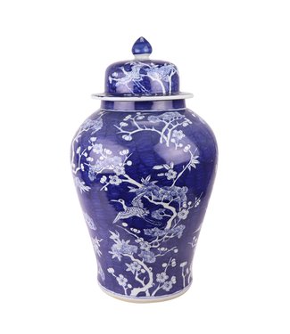 Fine Asianliving Pot de Gingembre Chinois Fleurs de Porcelaine Bleu Peint à la Main D34xH60cm