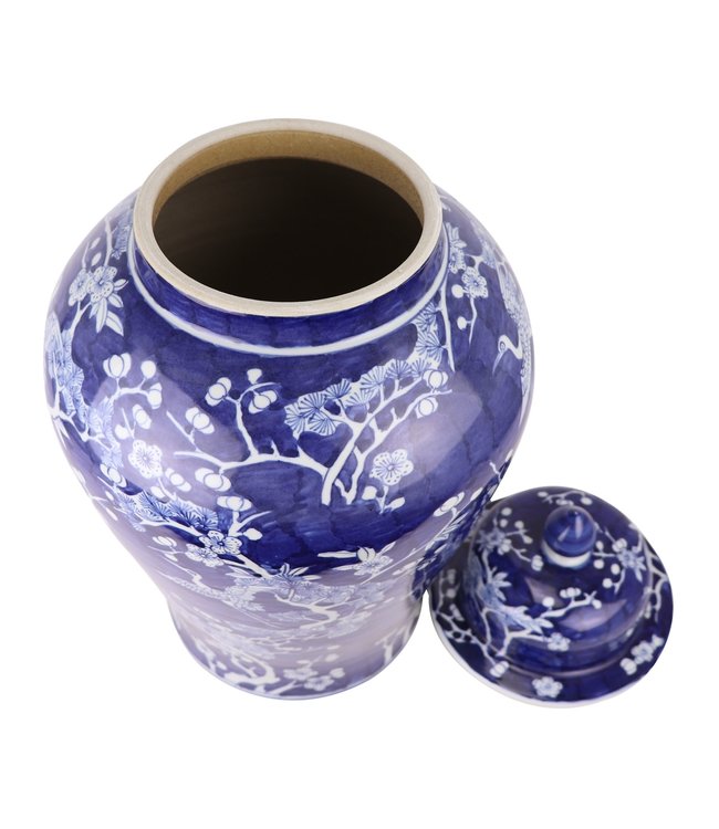 Chinese Ginger Jar Blue Blossoms Handpainted D34xH60cm