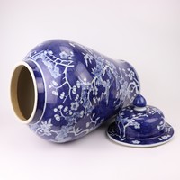 Chinese Gemberpot Blauw Bloesems Handgeschilderd D34xH60cm