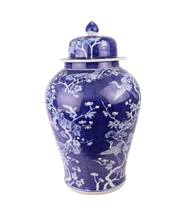 Chinese Ginger Jar Blue Blossoms Handpainted D34xH60cm