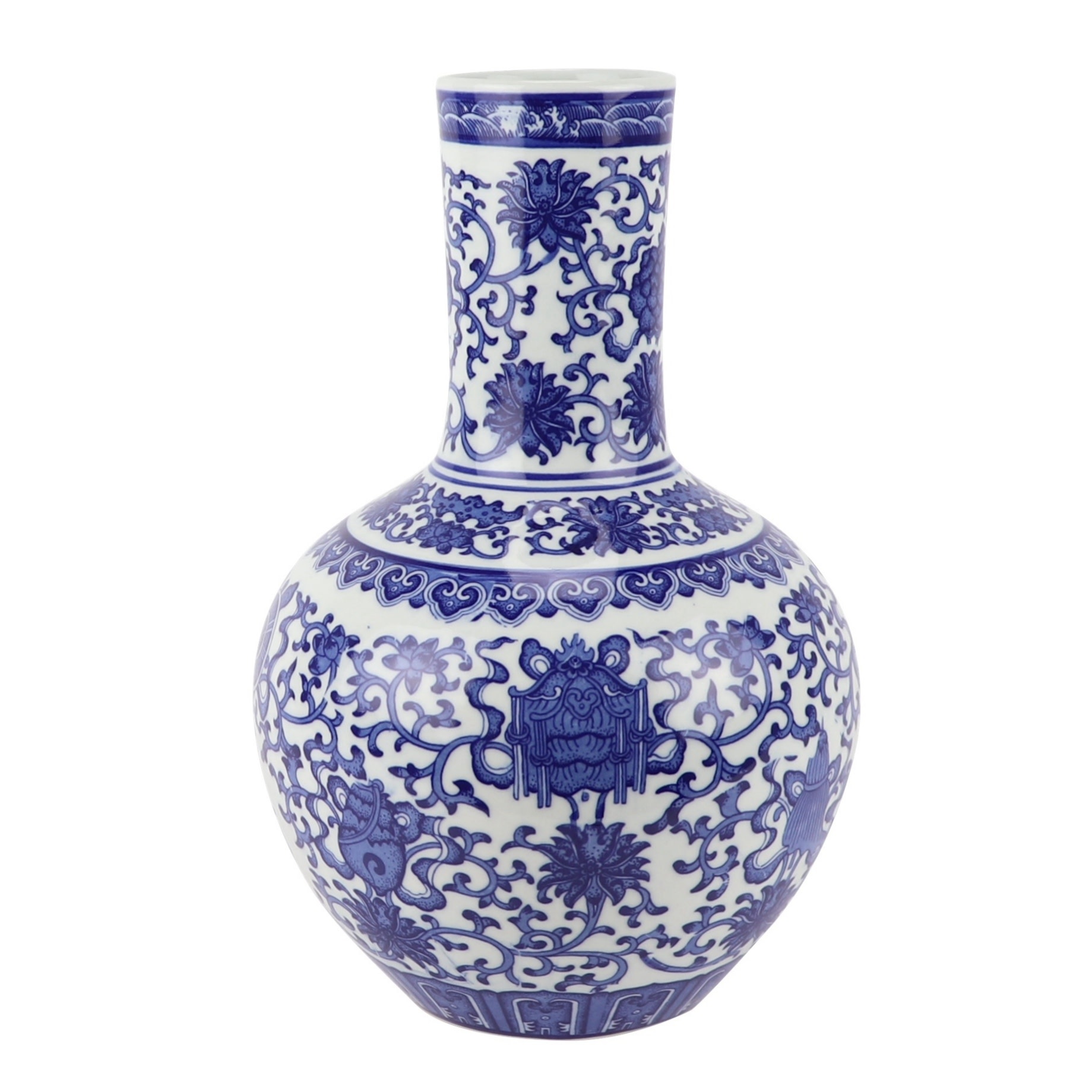 Chinese Vaas Porselein Blauw Wit D22xH34cm - Shop nu bij Orientique