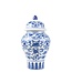 Tarro de Jengibre Chino Templo Porcelana Loto Azul Blanca D22xAlto37cm
