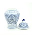 Chinese Gemberpot Porselein Blauw Wit Dubbele Blijdschap D22xH40cm