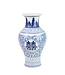 Jarrón Chino de Porcelana Doble Felicidad Azul Blanca D20xAlto32cm