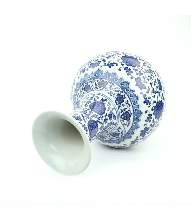 Vase Chinois Porcelaine Lotus Bleu Blanc D21xH33cm
