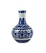 Chinesische Vase Porzellan Lotus Blau Weiß D20xH30cm