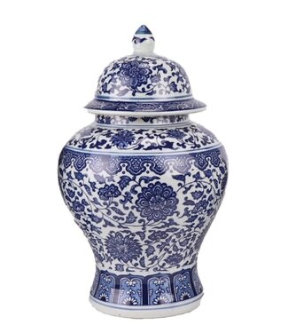 Fine Asianliving Chinese Ginger Jar Porcelain Lotus Blue White D22xH37cm