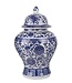 Chinese Gemberpot Porselein Lotus Blauw Wit D22xH37cm