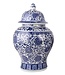 Chinese Ginger Jar Porcelain Lotus Blue White D27xH42cm