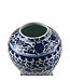 Chinesisches Deckelvase Porzellan Lotus Blau Weiß D15xH20cm