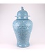 Chinese Ginger Jar Blue Koi Fishes Handmade D28xH56cm