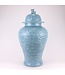 Ginger Jar Cinese Pesci di Koi blu Fatti a Mano D28xH56cm