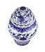 Chinesisches Vase mit Deckel Porzellan handbemalt Lotus Blau Weiß D32xH53cm