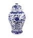 Chinesisches Vase mit Deckel Porzellan handbemalt Lotus Blau Weiß D32xH53cm