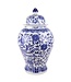 Chinesische Vase mit Deckel Porzellan handbemalt Phönix Blau Weiß D32xH60cm