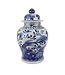 Ginger Jar Cinese Porcellana Uccelli Dipinti a Mano Blu Bianco D23xH39cm