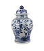 Chinese Gemberpot Porselein Handgeschilderd Vogels Blauw Wit D23xH39cm