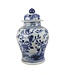 Pot à Gingembre Chinois Porcelaine Oiseaux Peints à la Main Bleu Blanc D23xH39cm