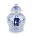 Chinese Ginger Jar Blue White Double Happiness D18xH24cm