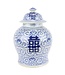 Ginger Jar Cinese Blu Bianco Double Happiness D18xH24cm