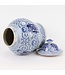 Tarro de Jengibre Chino Templo Porcelana Doble Felicidad Azul Blanca D18xAlto24cm