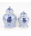 Tarro de Jengibre Chino Templo Porcelana Doble Felicidad Azul Blanca D18xAlto24cm