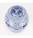 Tarro de Jengibre Chino Templo Porcelana Doble Felicidad Azul Blanca D18xAlto24cm