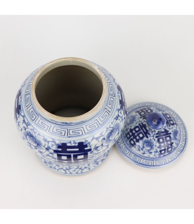 Chinese Ginger Jar Blue White Double Happiness D23xH32cm