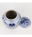 Tarro de Jengibre Chino Templo Porcelana Doble Felicidad Azul Blanca D23xAlto32cm