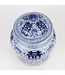 Tarro de Jengibre Chino Templo Porcelana Doble Felicidad Azul Blanca D23xAlto32cm