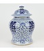 Tarro de Jengibre Chino Templo Porcelana Doble Felicidad Azul Blanca D23xAlto32cm