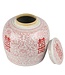 Pot à Gingembre Chinois Rouge Blanc Porcelaine Double Bonheur D23xH23cm