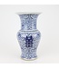Jarrón Chino de Porcelana Doble Felicidad Azul Blanca D21xAlto35cm