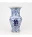 Vase Chinois Bleu Blanc Double Bonheur Porcelaine D21xH35cm
