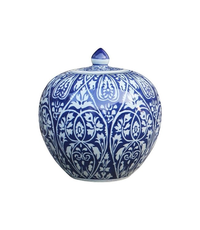 Tarro de Jengibre Chino Templo Porcelana Azul Blanca D27xAlto30cm