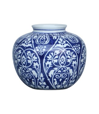 Fine Asianliving Jarrón Chino de Porcelana Azul Blanca D23xAlto20cm