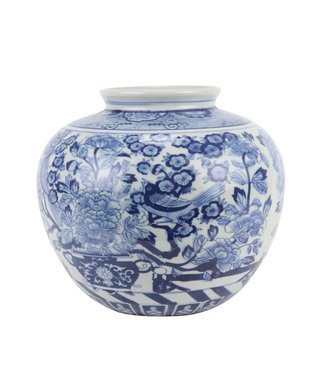 Fine Asianliving Chinese Vaas Blauw Wit Porselein D23xH20cm