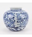 Chinesische Vase Blau Weiß Porzellan Rosen und Vögel D23xH20cm