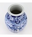 Vase Chinois Bleu Blanc Porcelaine Chinois Roses Oiseaux D28xH42cm