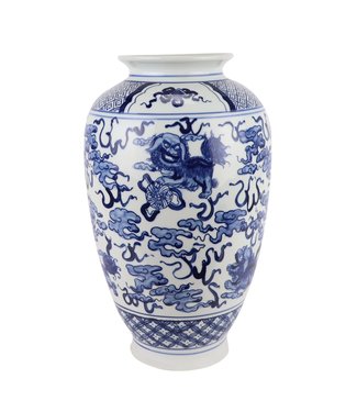 Fine Asianliving Chinese Vase Blue White Porcelain D23xH37cm