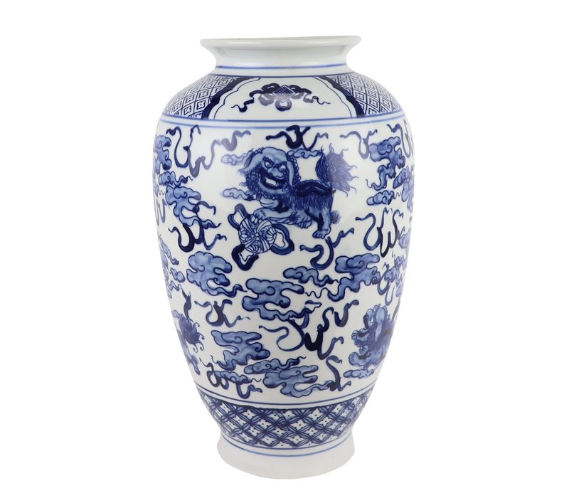 Vase Chinois Bleu Blanc Porcelaine D23xH37cm