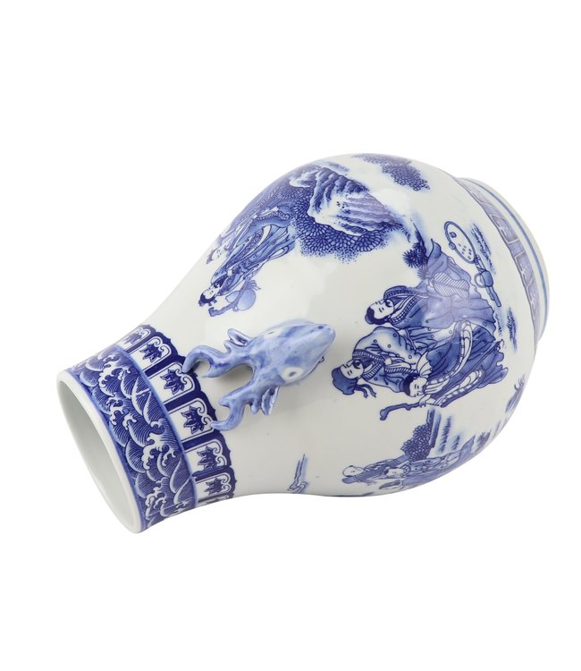 Vaso Cinese Porcellana Blu Bianca D21xH29cm