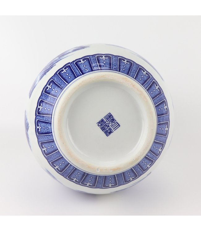 Vase Chinois Bleu Blanc Porcelaine D21xH29cm