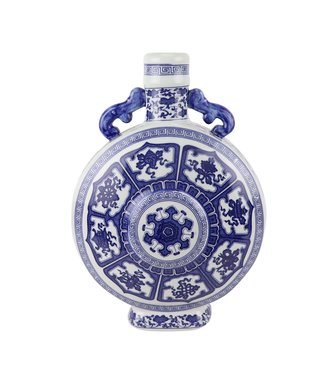 Fine Asianliving Chinesische Vase Blau Weiß Porzellan D22xH35cm