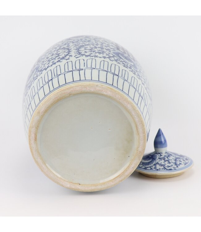 Ginger Jar Cinese Blu Bianco Double Happiness Porcellana D22xH35cm