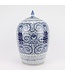 Tarro de Jengibre Chino Templo Porcelana Doble Felicidad Azul Blanca D22xAlto35cm